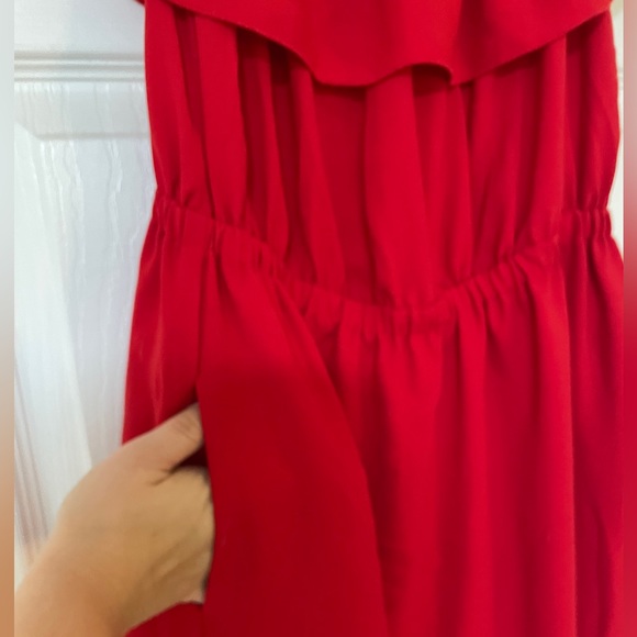 Red off-shoulder or on-shoulder mid-length dress with POCKETS! - Picture 3 of 7